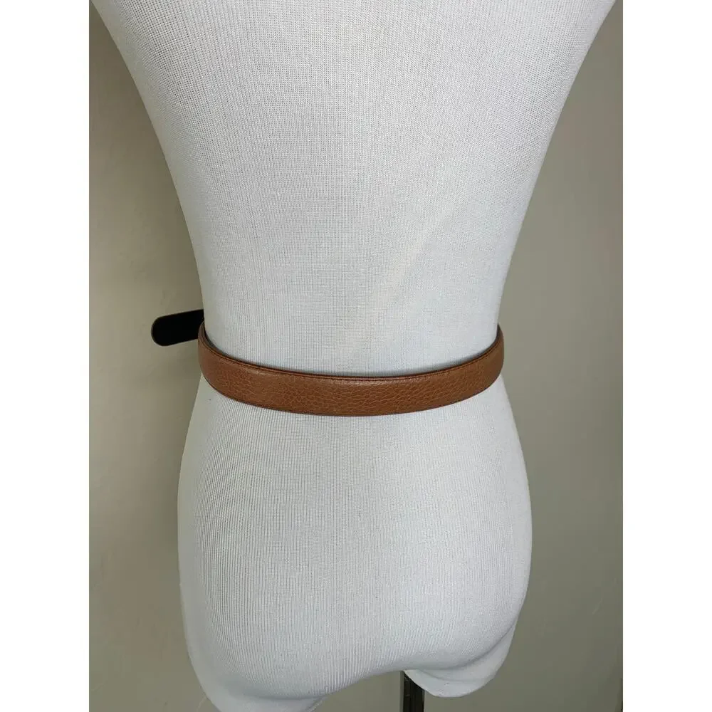Vintage Liz Claiborne Tan Leather Belt Silver Buckle Sz Medium